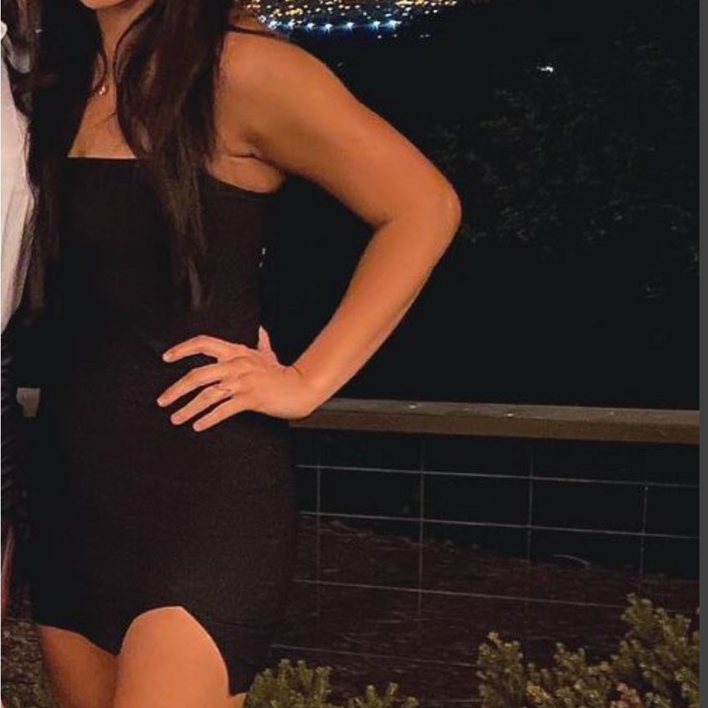 Garage black mini dress with slit